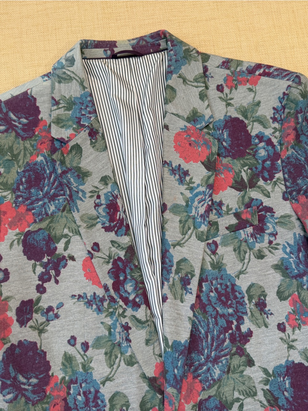 Zara Floral Jersey-like Texture Blazer Jacket - Picture 5 of 16